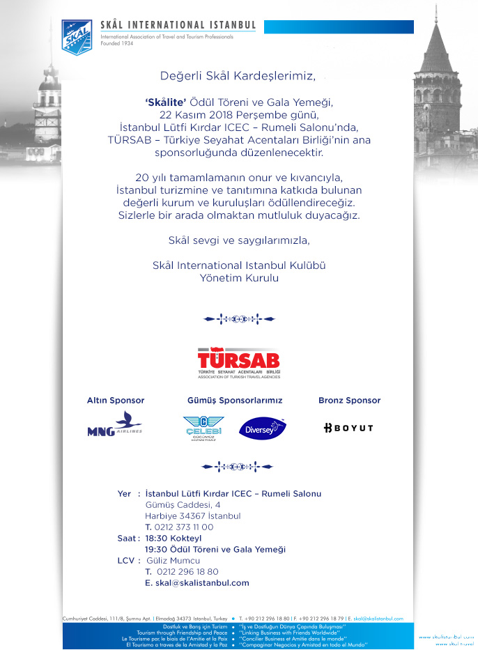 SKALITE ÖDÜL TÖRENİ VE GALA YEMEĞİ